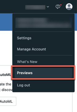 Settings dropdown with preview highlighted
