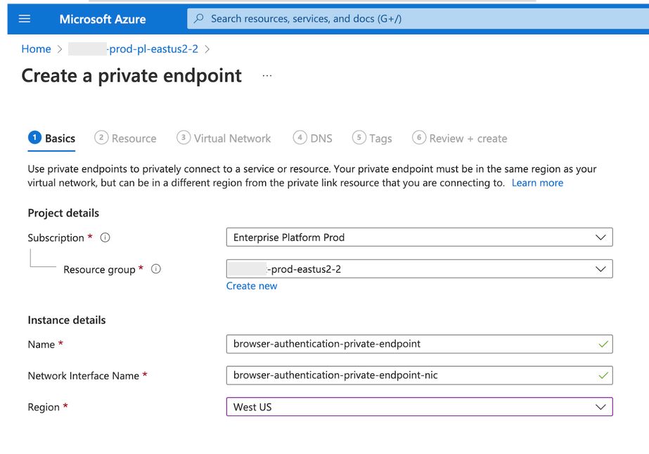 Create a private endpoint.