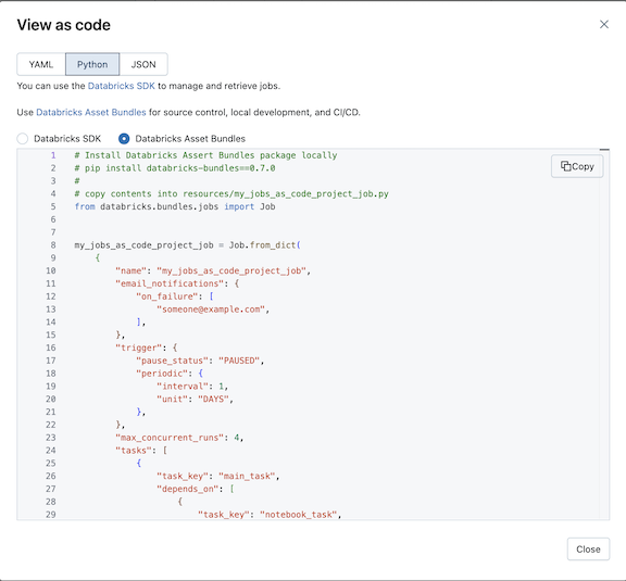 View as code, Python