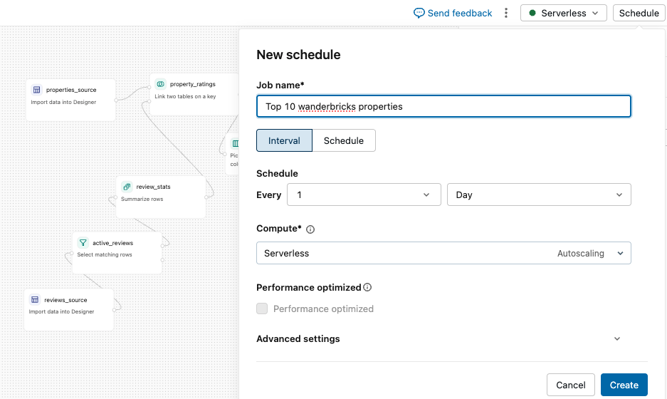 LFD Schedule control for automating a visual data prep as a job.
