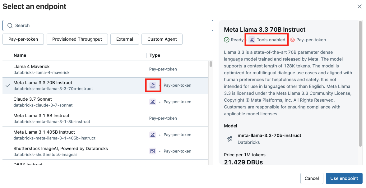 AI Playground provides a low-code option for agent prototyping.