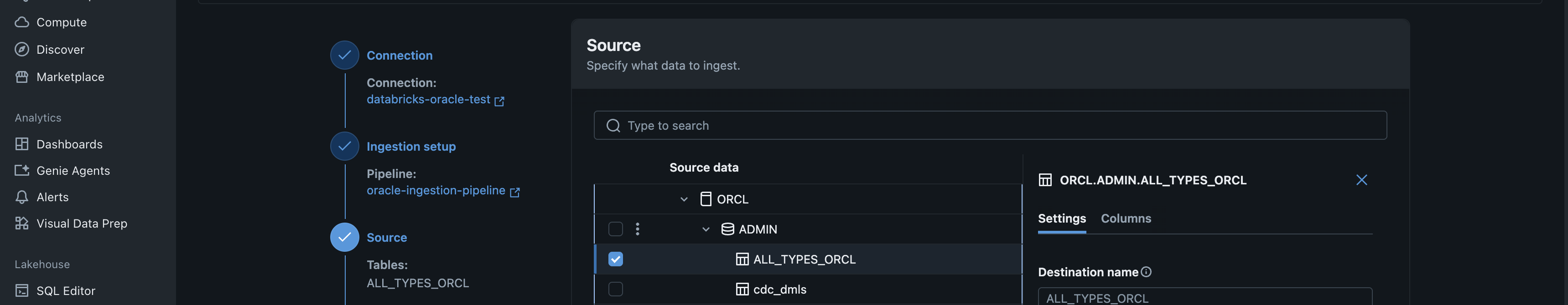 Select source tables