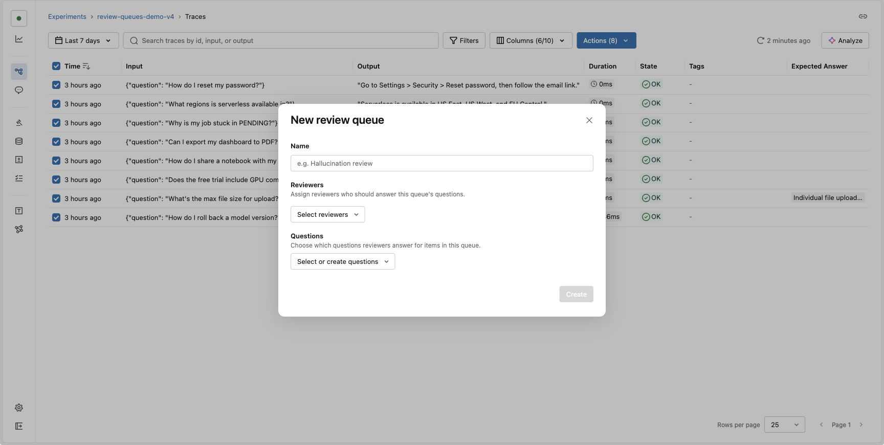 Create a review queue