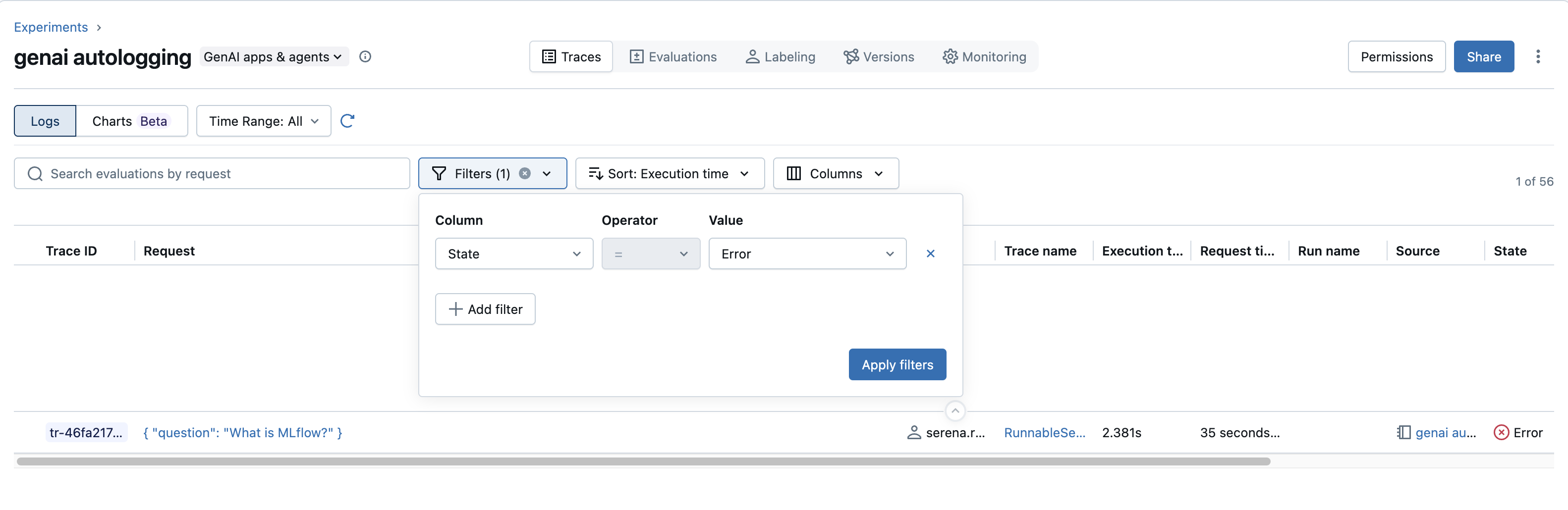 Locating Error Traces UI