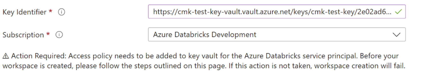 Show fields in the Managed Disks section of the Azure Databricks blade