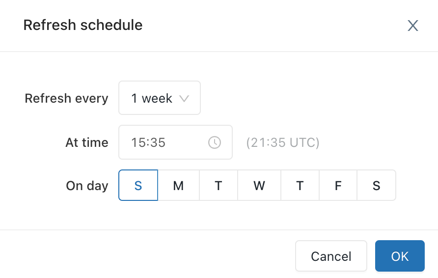 Weekly schedule interval