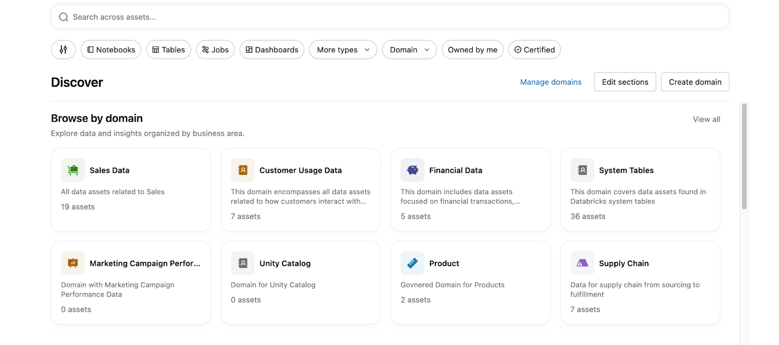 Browse by domain on the Discover page
