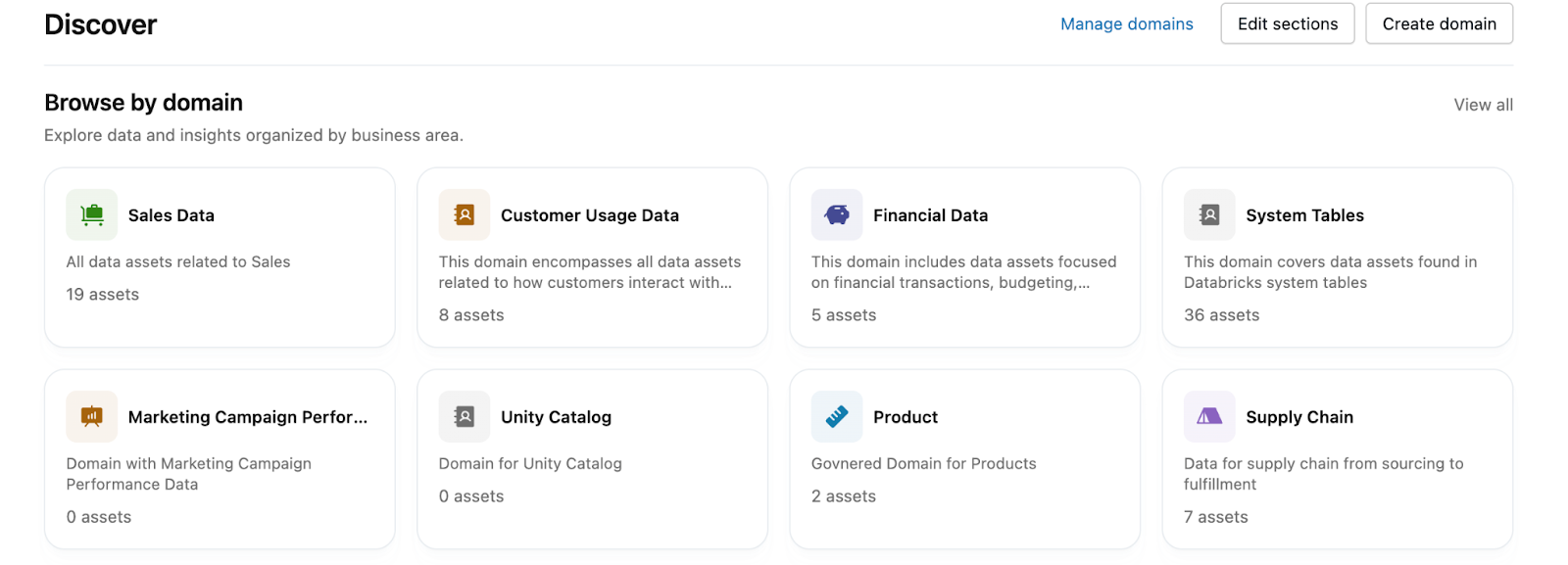Browse by domain page with domain cards