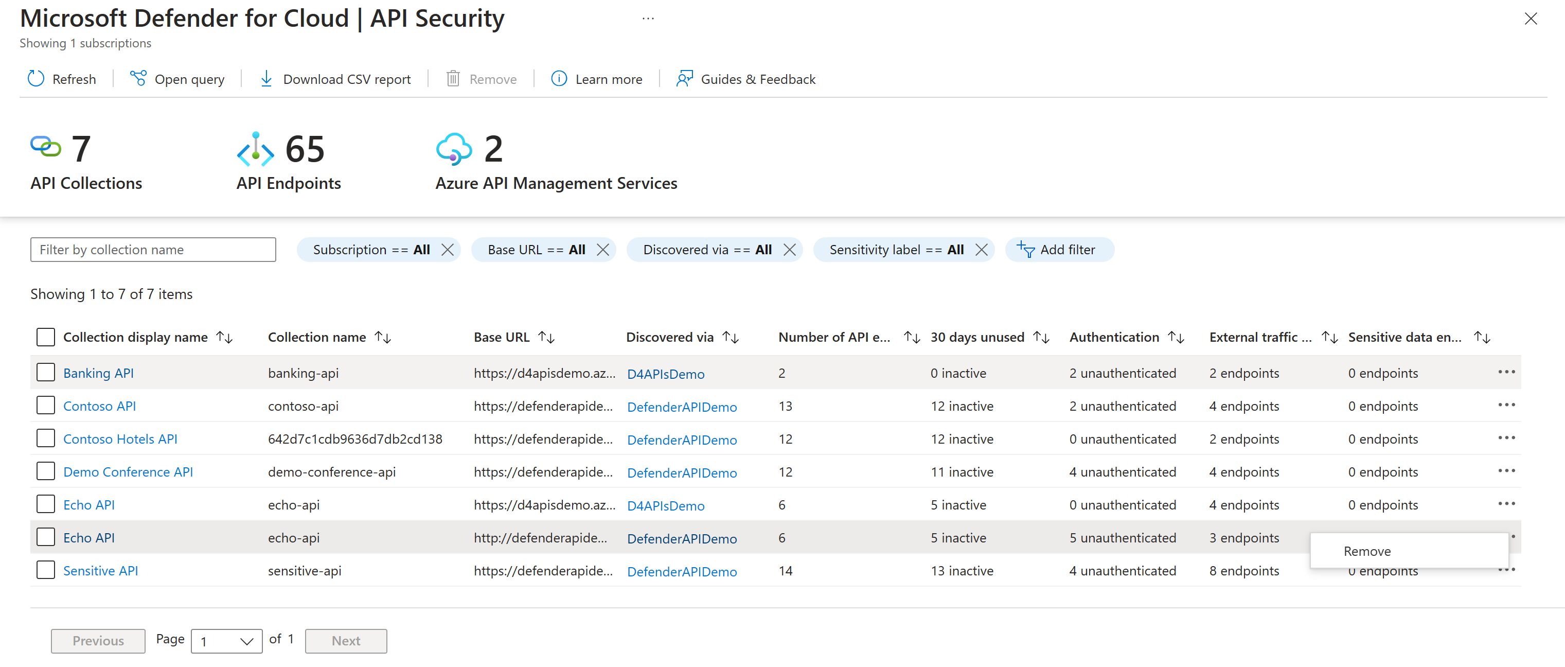 Screenshot of the review API information in Cloud Security Explorer.