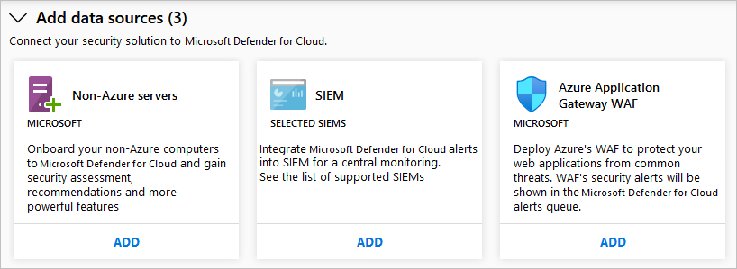 Screenshot that shows the available additonal data sources.