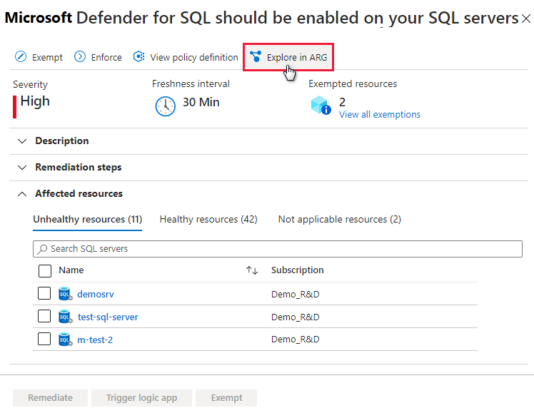 Explore recommendation data in Azure Resource Graph.