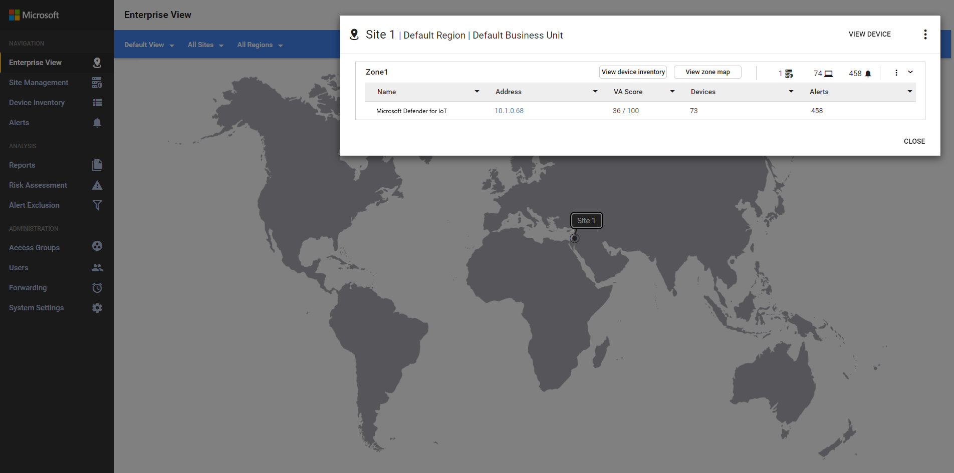 Screenshot that shows an on-premises management console map with Berlin data overlay.