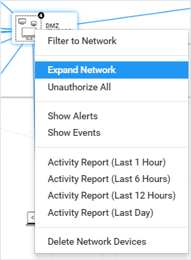 Screenshot that shows filtering to a network.