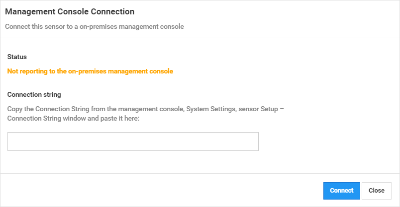 Screenshot of the Management Console Connection dialog box.