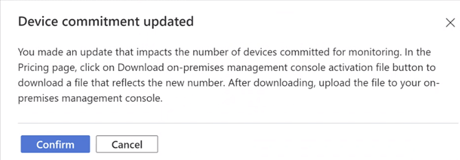 Screenshot that shows the device commitment warning.