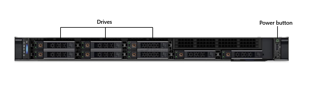 Picture of the Dell PowerEdge R350 front panel.