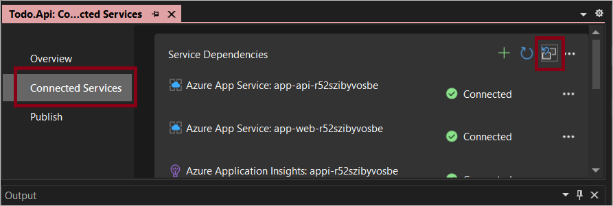 Screenshot of option to provision Azure Developer CLI environment resources in Visual Studio.