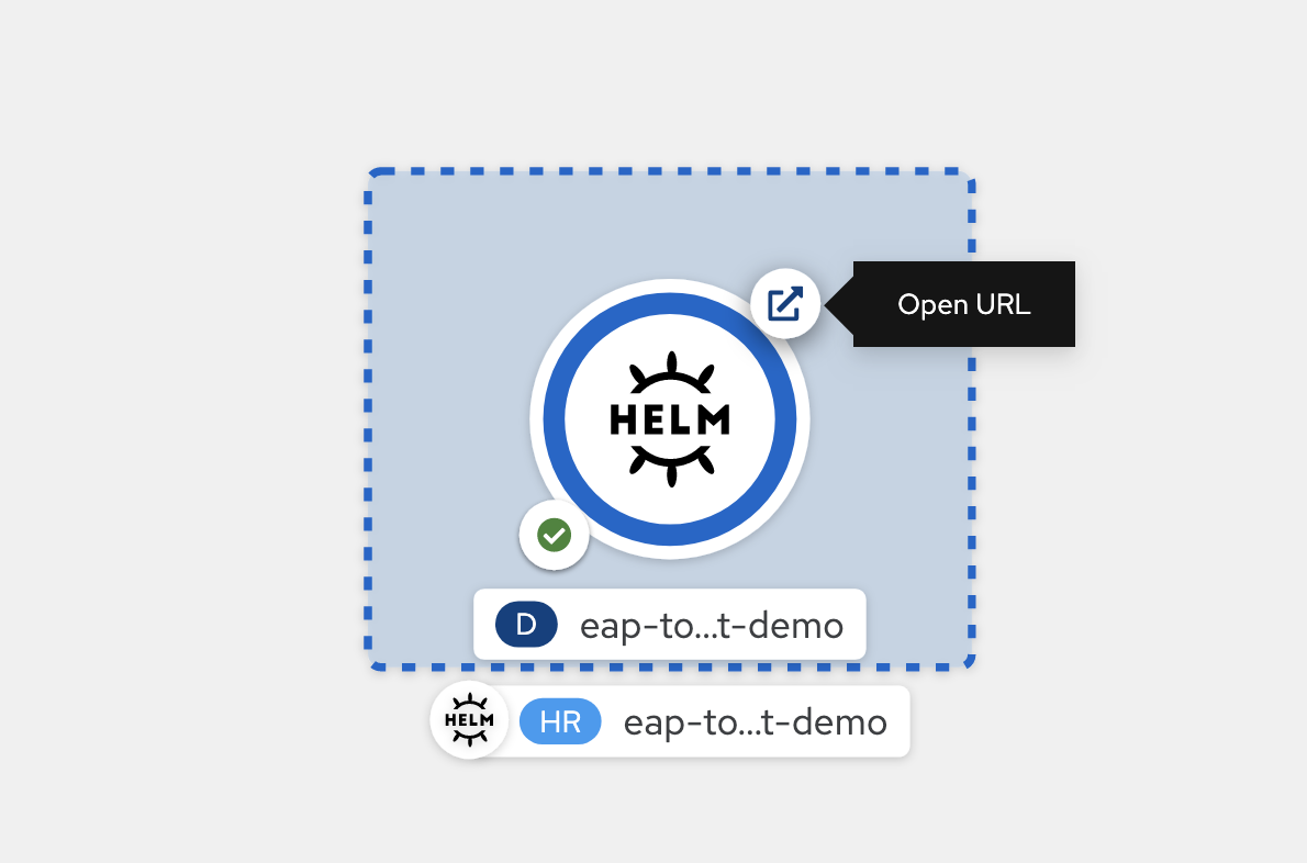 Screenshot of OpenShift console open application.
