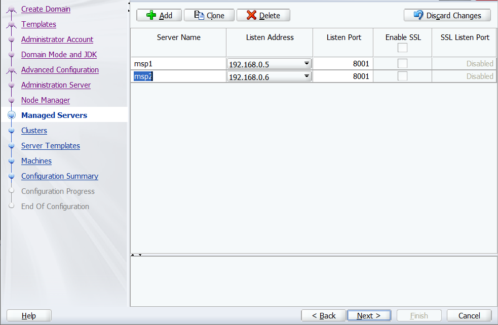 Windows - Oracle Configuration Wizard - Managed Servers.