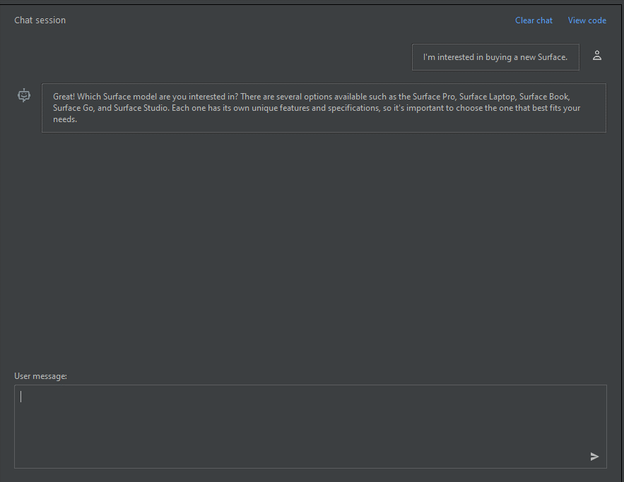 Screenshot of the IntelliJ IDEA that shows the playground window with a first question and answer.