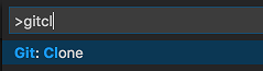 gitcl command in the Visual Studio Code command palette prompt