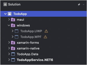 Screenshot of the solution explorer with disabled projects.