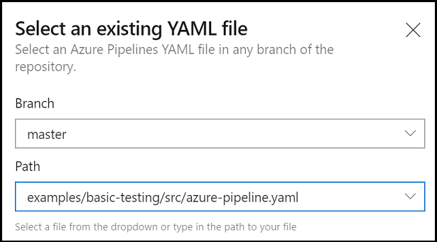 Select existing YAML pipeline