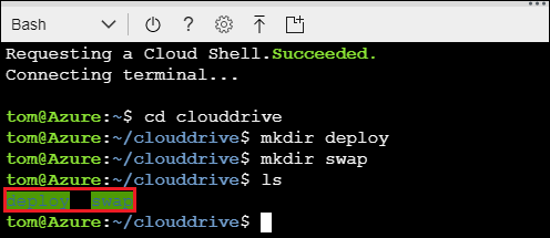 Cloud shell after creating directories