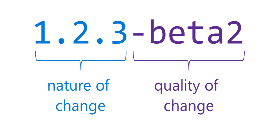 A screenshot displaying the semantic version breakdown.