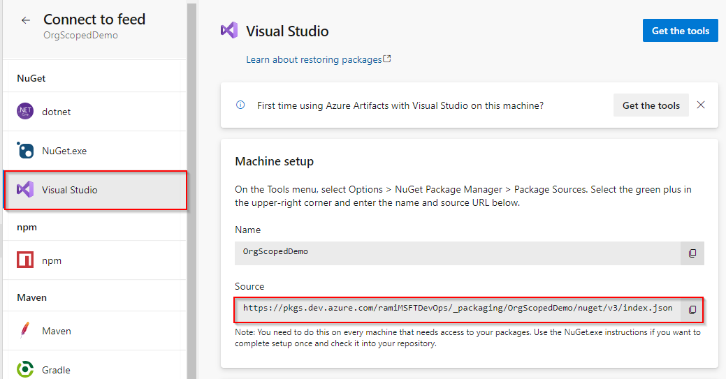 install-nuget-packages-using-visual-studio-azure-artifacts