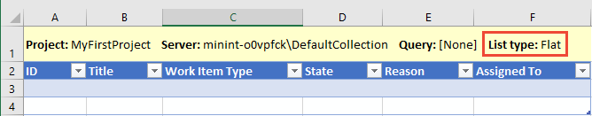 Screenshot of Empty flat list connected to a project.