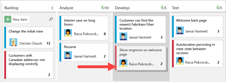 Screenshot showing moving a card on Kanban board to update status.