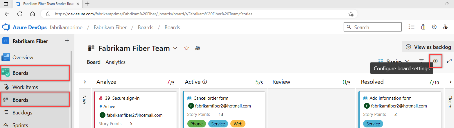 Screenshot shows selection sequence buttons, Boards, Boards, and Configure board settings.