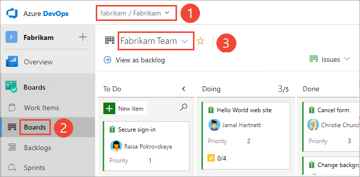 Screenshot of Open your Kanban board, Basic process.