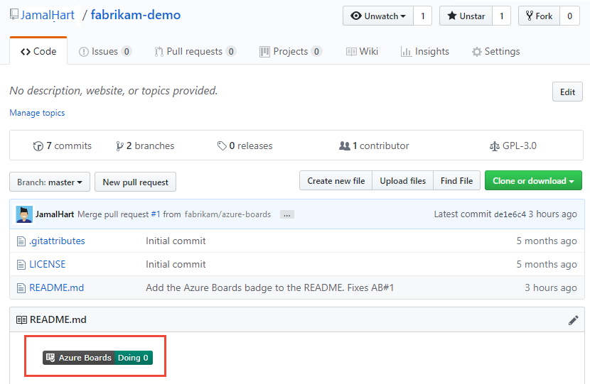 GitHub repo with badge added