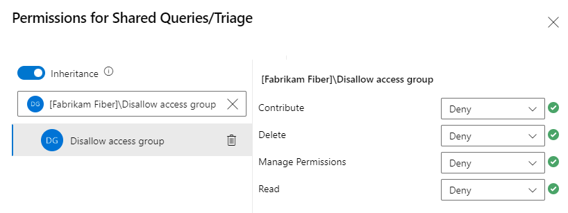 Screenshot of Permissions dialog for a shared query.