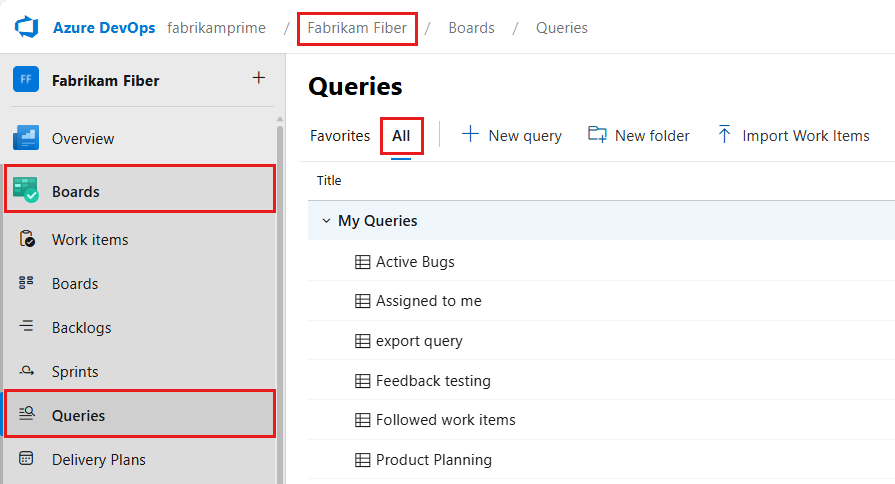 Screenshot of Open Boards Queries.