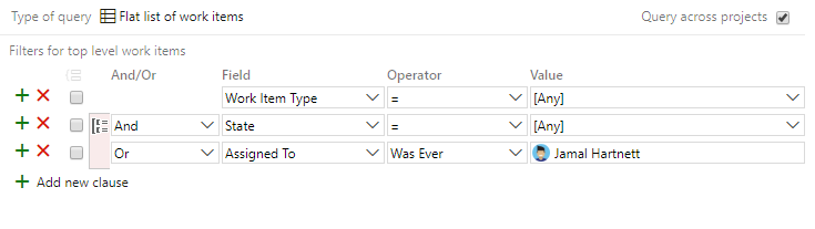 Screenshot of Query Editor, flat list query, was ever assigned.