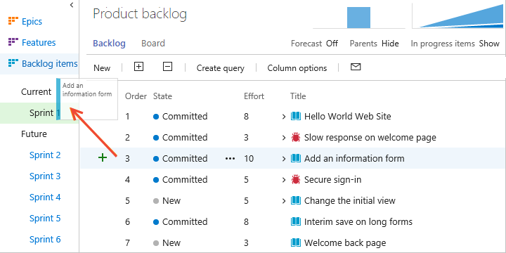 Tak sæt ind let Assign backlog items to a sprint - Azure Boards | Microsoft Learn