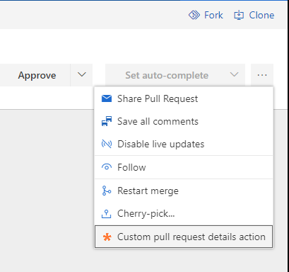 Git Pull Request Actions, TFS versions