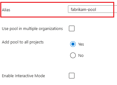 Screenshot that shows how to configure a pool alias.