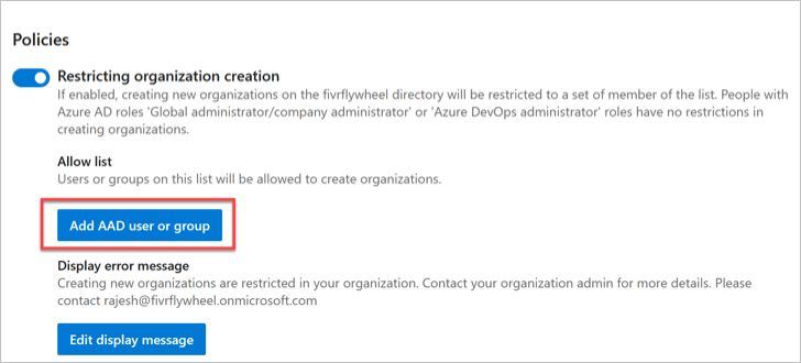 Option, Create allow list and add Azure AD users or groups