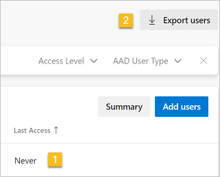 Screenshot showing select Users and then sort by Last Access.