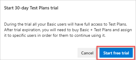 Screenshot showing the "Start free trial" button.