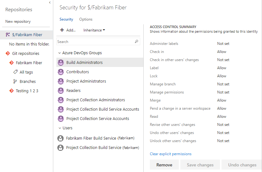 Permissions, security groups, and service accounts reference Azure