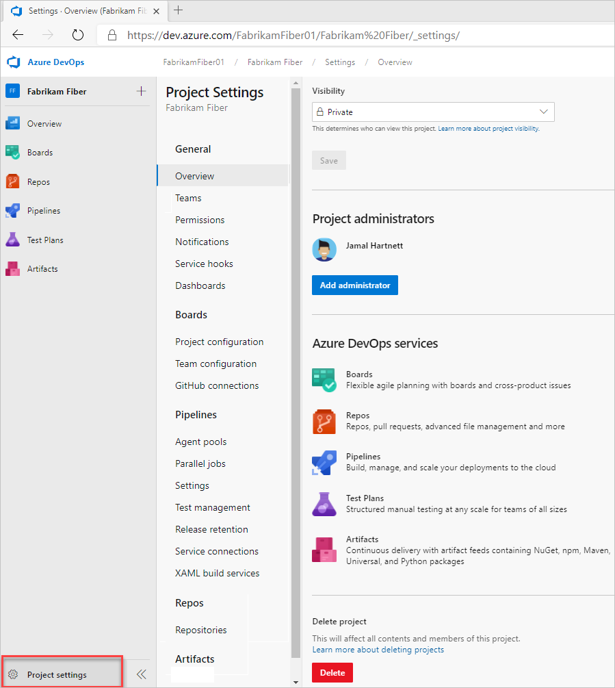 Settings overview for Azure DevOps - Azure DevOps | Microsoft Learn