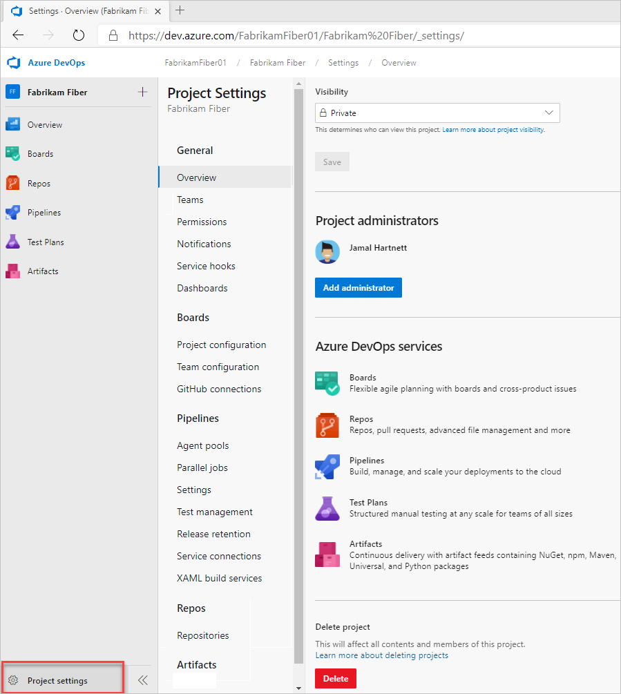 Settings overview for Azure DevOps Azure DevOps Microsoft Learn