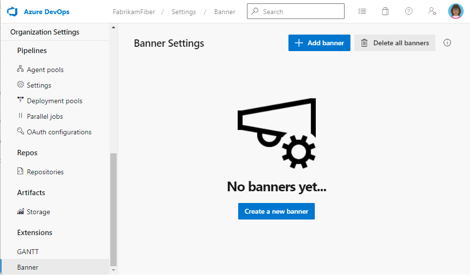 Create first banner, on-premises