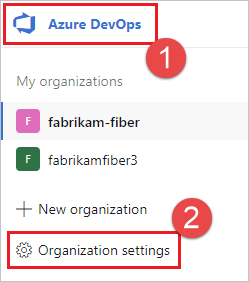 Open Organization settings