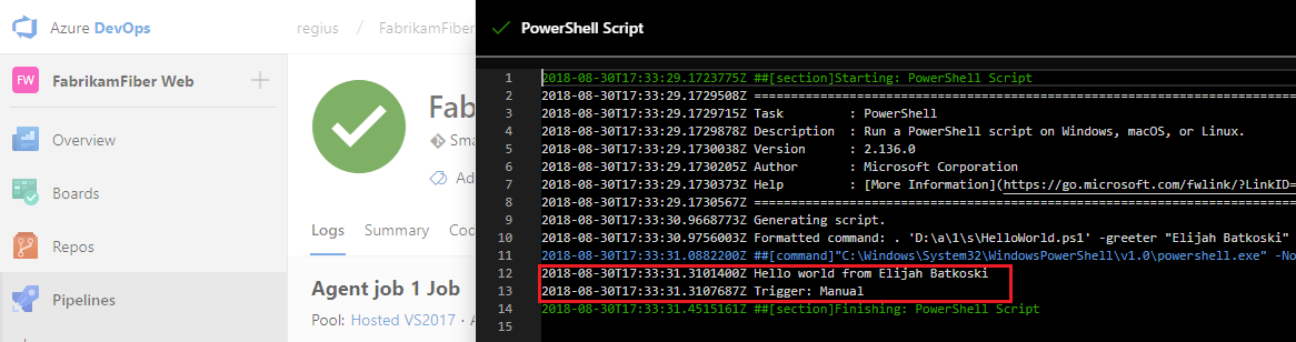 Build a summary PowerShell script log